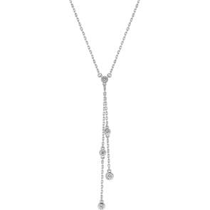Y-Halskette 925 Silber rhodiniert mit Zirkonia rund 43cm