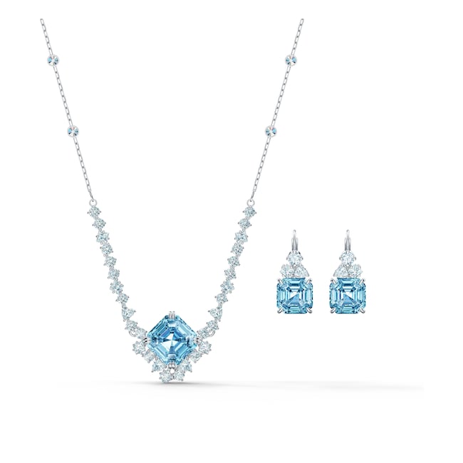 m/étal rhodi/é Swarovski Pendentif Angelic Square bleu