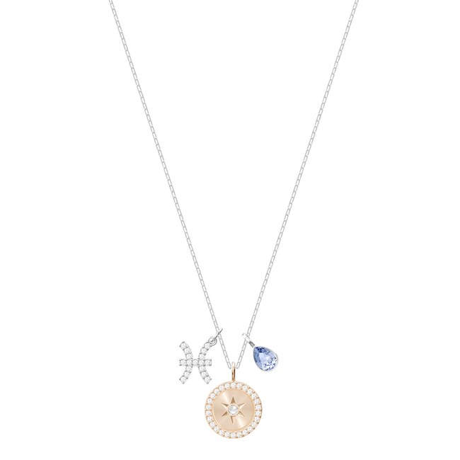 Swarovski Collier Zodiaque, Poissons, bleu, métal rhodié Swarovski Collier Zodiaque, Poissons, bleu, métal rhodié