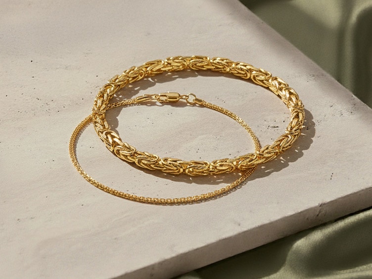 Collection Bracelets chaîne royale en or et argent 