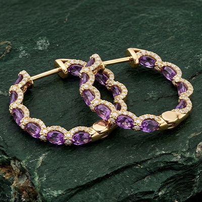 Amethyst hoop earrings