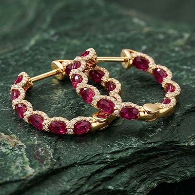 Ruby hoop earrings