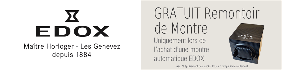 Seulement pour une courte durée : Lorsque vous achetez une montre automatique Edox, vous obtenez un remontoir de montre avec une valeur de CHF 250.- gratuitement.Jusqu'à épuisement des stocks.